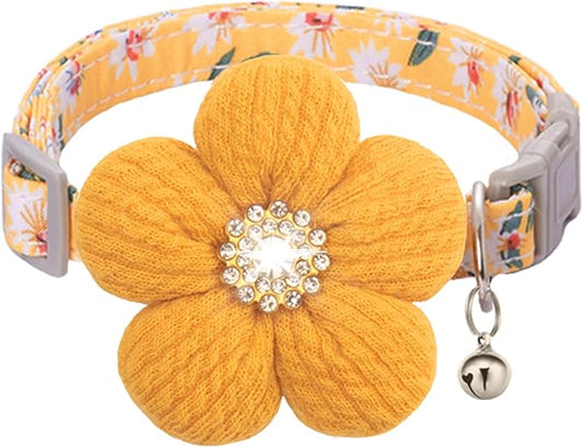 Large Dog Collar with Flower, Dog Collars for Large Dogs Collar for Girl Cute Dog Collar with Bell, Adjustable Length