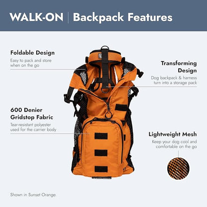K9 Sport Sack Walk-On - Small, Buttercup Yellow - Ideal for Dogs with 13-16” Back Length - Lightweight, Packable, Backpack-Style Carrier - Includes Compatible Harness & Storage Bag
