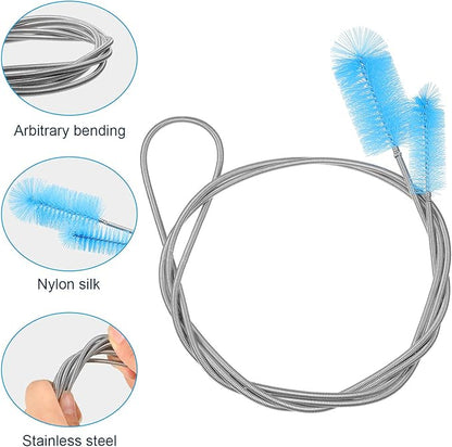 12 Pieces Tube Cleaning Brush Aquarium Filter Nylon Tube Brush Set Flexible Double-Ended Hose Pipe Cleaning Stainless Steel for Fish Tank, Kitchen, Glasses, Drinking Straws, Keyboard