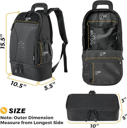 DBTAC Tactical Pet Backpack for Small Dogs & Cats - Compact Travel Bag with Insulated Pocket & 1x Detachable Food Container Included | Outdoor Hiking, Road Trip, Airplane Approved (Black)