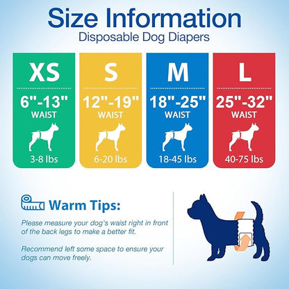 Pet Soft Disposable Male Dog Wraps - Dog Diapers for Male Dogs, Puppy Diapers 48pcs Small