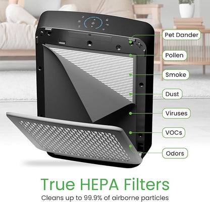 EP-300 EnviPure HEPA Air Purifier – Large Room Air Purifier Covers Up to 2200 Sq Ft, Removes Pollen, Dust, Smoke, Pet Hair, Odors & More - Real Time Smart TrueFilter IQ™ HEPA Filter Life Monitoring