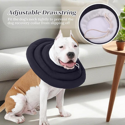 IDOMIK Dog Recovery Collar, Waterproof Soft Dog Cone After Surgery, Comfy Protective Elizabethan Collar Alternative for Dogs Cats, Adjustable Pet Neck Donut Cone Anti-Licking Biting Wounds,Grey,XL
