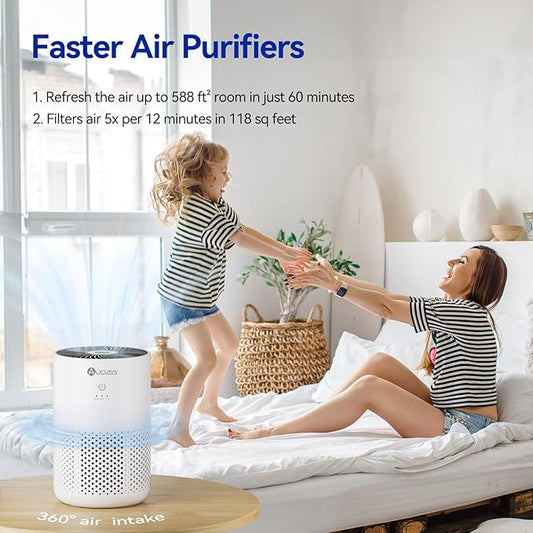 Air Purifiers for Bedroom Home with H13 True HEPA Filter, 20dB Quiet Air Cleaner for Pets Hair Dander Odor, Smoke Dust Pollen, Aromatherapy Function, White (Pack of 2)