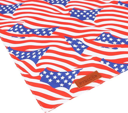 PTDECOR American Flag Dog Bandana 4th of July Dog Puppy Scarf Reversible Red Blue Patriotic Bandanas for Small Dogs Pets (Blue & Red, Small)
