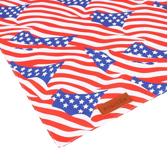 PTDECOR American Flag Dog Bandana 4th of July Dog Scarf Reversible Red Blue Patriotic Bandanas for Medium Large Dogs Pets (Blue & Red, Large)