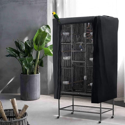 Bird Cage Covers for Night Large Birdcage Protection Blackout Breathable Washable Waterproof Material Universal Fit Black