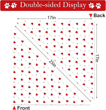 Valentines Dog Bandanas, Heart Red White Heart Dog Scarf, Mother's Day Dog Bandana for Medium Large Dogs Pets