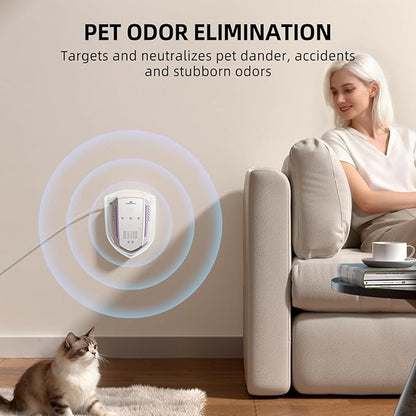 Cat Litter Deodorizer & Pet Odor Eliminator for Home, Ozone Air Purifier Plug in for Strong Dog Poof, Litter Box Deodorizer with 5 Mode for Smoke, Wardrobe, Garage, Car