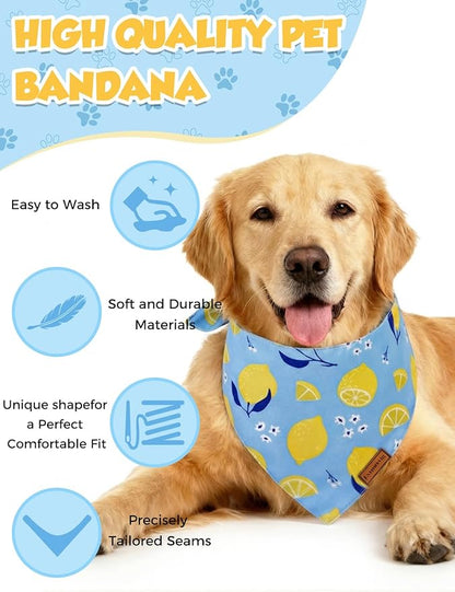 Luxury Double-Layer Dog Birthday Bandana – Handmade, Silk-Soft Polyester for All Dog Sizes | Birthday & Party Outfit | Gift-Ready Pet Accessory (Yellow, Large)