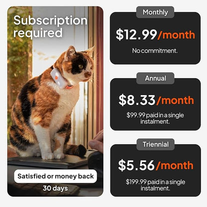 Weenect Cat XS - New GPS Tracker for Cats | Real-time Mini GPS Tracker for Cats | Smallest Model on The Market | Collar Included | Subscription Required (Black, Tracker XS)