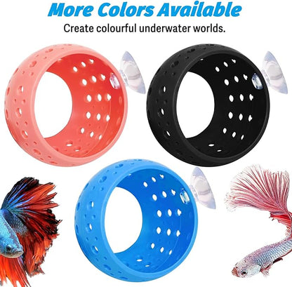 Fhiny Betta Tunnel, Aquarium Betta Fish Hideout with Suction Cup Fish Tank Tunnel Shrimp Cave Aquarium Decor Fish Tank Accessories for Small Fish Shrimp Betta Guppy Hiding Resting (Pink)