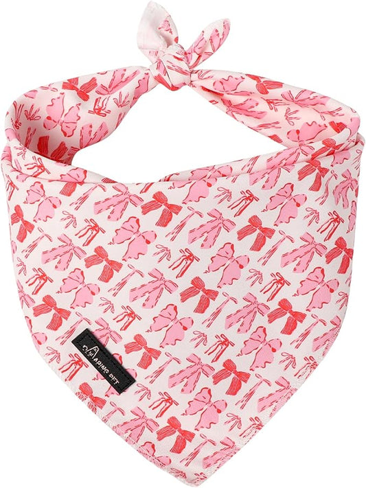ARING PET Valentine's Day Dog Bandana, Cute Pink Bow Pet Bandanas Scarf Triangle Bibs Handkerchief for Puppy Small Medium Large Boy Girl Dogs-S