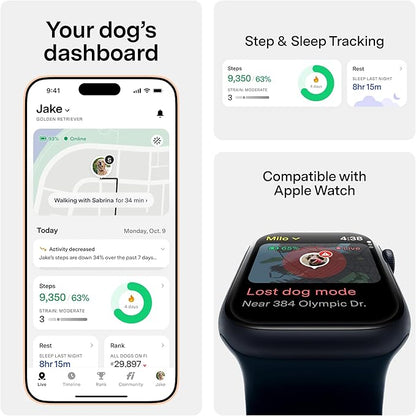 New Fi Series 3+ Smart Dog Tracker Collar [6 Month Membership Included] GPS Tracker for Dogs with Health & Behavior Monitoring, Escape Alerts, Waterproof, LED, Apple Watch Compatible (Pink, X-Small)