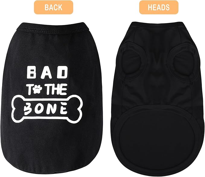 Discover Cozy Cotton Canine Wear: Soft, Lightweight, and Breathable Dog Shirt Vest with Eye-Catching Graphics(Bad to The Bone), Keeping Your Furry Friend Warm and Comfy! Black 3XL