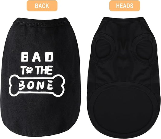 Discover Cozy Cotton Canine Wear: Soft, Lightweight, and Breathable Dog Shirt Vest with Eye-Catching Graphics(Bad to The Bone), Keeping Your Furry Friend Warm and Comfy! Black M