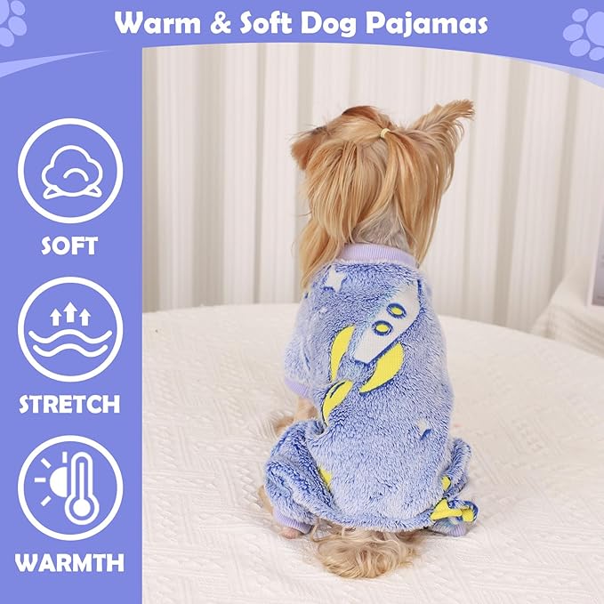 Dog Pajamas Pjs Small, Fall Winter Fleece Sweater Cute Extra Small Puppy Clothes Boy, 4 Legs Dog Sweater Jumpsuit, Soft Doggie Onesies Pet Apparel Outfits for Chihuahua Yorkie, Blue, XXS