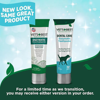 Vet's Best Dog Toothpaste & Dog Toothbrush, Dental Kit, Plaque Remover for Teeth, Whitens Teeth, Freshens Canine Breath, Veterinarian Formula, Finger Toothbrush Included