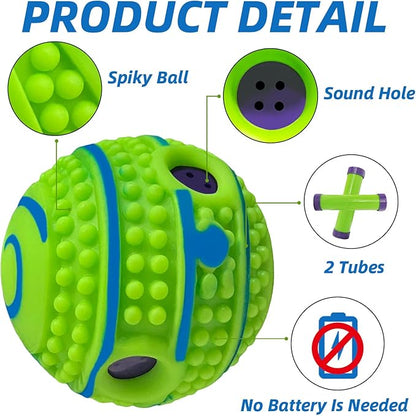 Spiky Interactive Dog Toys Ball, Shaking with Gibbering Sound, for Training, Teeth Cleaning & Herding, Straight, XL, 5.51 in (14 cm)