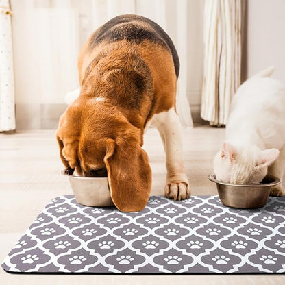 Dog Food Mat 24X32 Inch Pet Feeding Absorbent Mats for Floor Cat Water Bowl Placemats Non-Slip Washable Dog Mat for Food and Water