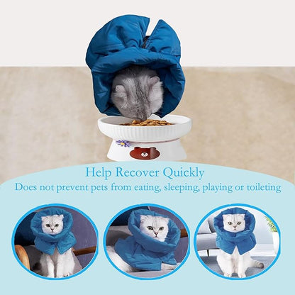 Cat Recovery Collar, Soft Adjustable Cat Cone Alternative, Lightweight Waterproof Fasteners Collars for Cats Kittens Puppies, After Surgery Stop Licking, Skin Protectionor or Post-Surgery.