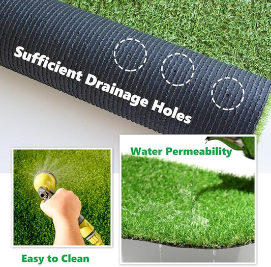 Artificial Grass Outdoor Rug, 3FT x 5FT (15 Square Feet) 0.8 inch Realistic Fake Synthetic Grass Carpet, 20mm Thick Indoor Outdoor Grass Lawn Rugs Landscape for Pets, Patio, Garden