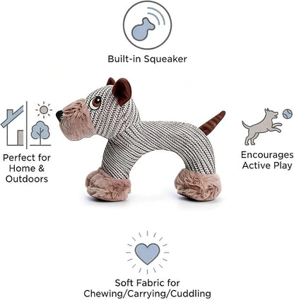 Linen Safari Companions, Squeaky Dog Chew Animals, with Durable Linen Material, Durable and Resistant to Chewing, for Relieve Dog's Boredom (Dog+Elephant+Monkey)