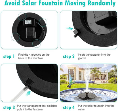 Mademax Solar Bird Bath Fountains Pump, Upgrade 1.4W Solar Fountain with 6 Nozzle, Free Standing Floating Solar Powered Water Fountain Pump for Bird Bath, Garden, Pond, Pool, Outdoor