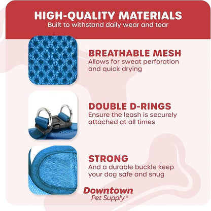 Downtown Pet Supply Step in Dog Harness for Small Dogs, X-Small, Cobalt - Adjustable, Reflective Trim, No Pull, Padded Mesh Fabric, Buckle Strap Harness for Dogs