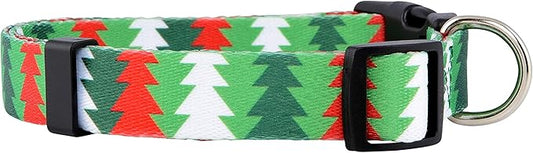 Native Pup Christmas Dog Collar- Winter Holiday Collars for Pets- Xmas Gift for Puppy- Santa, Reindeer, Snowman, Candy Cane, Red Green- Girl Boy- Small, Medium, Large Breeds (Christmas Tree, Small)