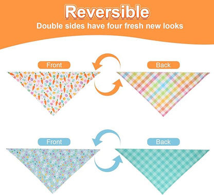 Easter Dog Bandana Small 2PCS, Colorful Scarf for Boy and Girl, Durable Triangle Reversible Bibs Handkerchief for Puppy Pet