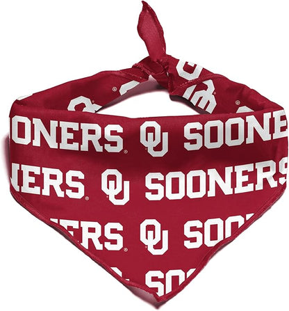 Oklahoma Sooners Officially Licensed Bandana for Dogs and Cats | Fits Pets Great Gift Idea | Easy-to-Tie (Large, 28")