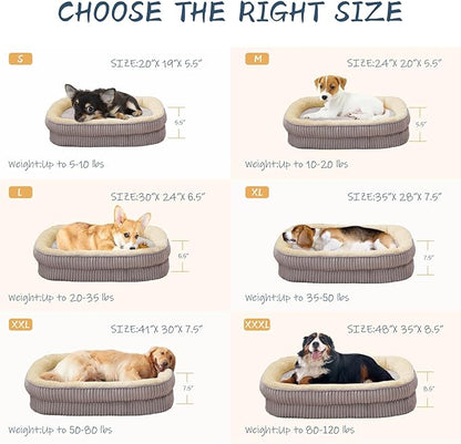 Orthopedic Dog Bed for Puppy,Extra Small Dogs Breeds,Oval Cat Bed,High Density Egg Crate Foam Dog Sofa Beds,Pet Couch Bed with Four Sided Bolster,Removable Washable Cover&Non-Slip Bottom