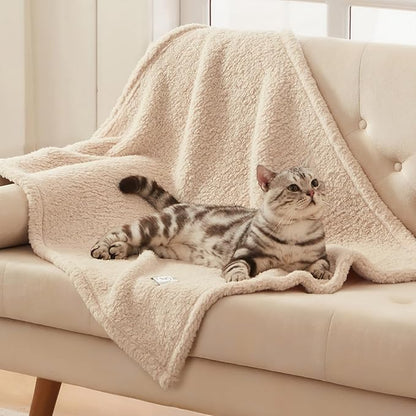 1 Pack 3 Calming Blankets Fluffy Premium Fleece Pet Blanket Soft Sherpa Throw for Dog Puppy Cat Beige Small (23" x16'')