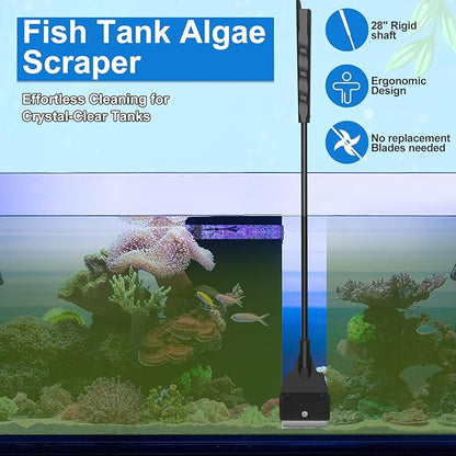 Fish Tank Cleaner, Aquarium Cleaning Tools Set of 3 Pieces, Include Algae Scraper for Glass Aquariums Fish Net for Fish Tank Aquarium Brush Suitable for Saltwater and Freshwater Aquarium