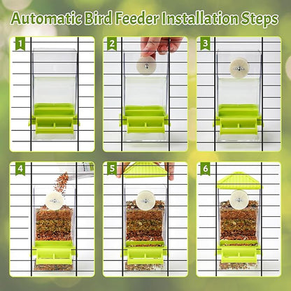Rypet No Mess Automatic Bird Feeder for Cage,Transparent Acrylic Parrot Seed Feeders,Food Container for Cage,Parrot Feeder Cage Accessories for Small and Medium Lovebirds Parakeets Cockatiel Finch