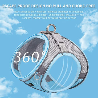 AIITLE Step in Dog Harness and Leash Set - No Pull Escape Proof Vest Harnesses with Soft Mesh and Reflective Bands, Adjustable Pet Outdoor Harnesses for Small and Medium Dogs Blue M