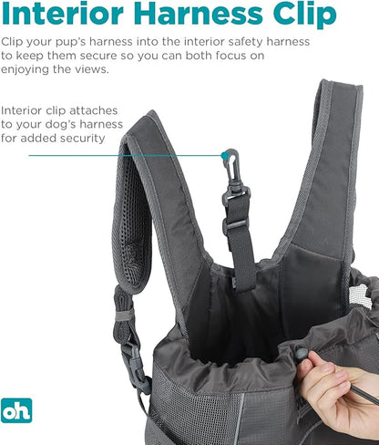 Outward Hound PupPak Dog Front Carrier, Small, Grey – Hands-Free Hiking & Camping Pet Backpack for Small Pets up to 10 lbs, Padded Straps, Breathable Mesh, Water-Resistant, Safety Clip