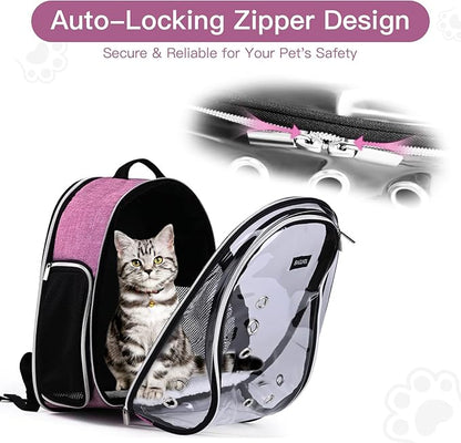 BAGLHER Cat Carrier Backpack Bubble - Fit Up to 18 Lbs - Airline-Approved Dog Backpack Carrier for Small Pets Puppies Dogs Bunny, Space Capsule Dog Carrier Backpack for Travel Outdoor Hiking, Pink