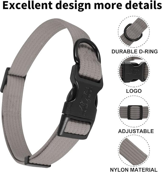 lynxking Dog Collar Soft Padded Breathable Cotton Solid Color Strong Adjustable Pet Collar for Little Puppy