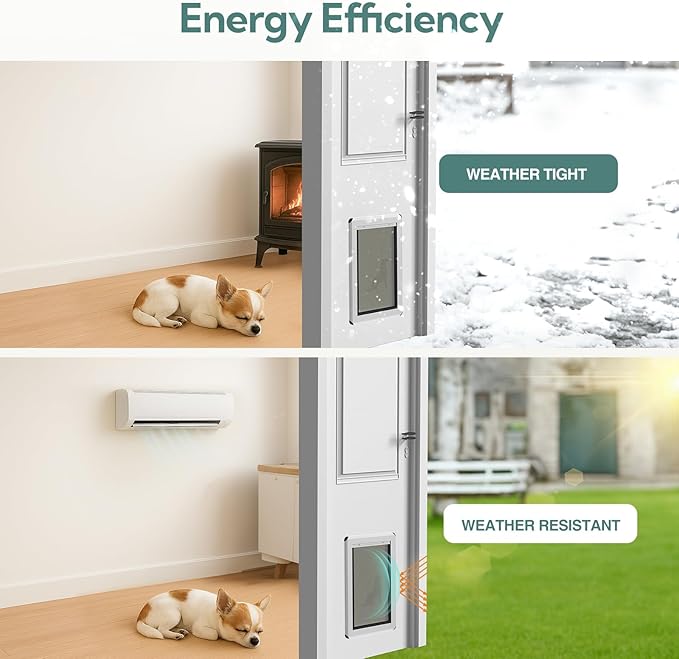 Large Dog Door for Exterior Doors, Aluminum Frame Doggy Door, Fully Magnetic Flaps Large Breed Dog Doors, Sliding Lock Panel, Rust Resistant and Energy Efficient, (Pet Up to100 Lb)