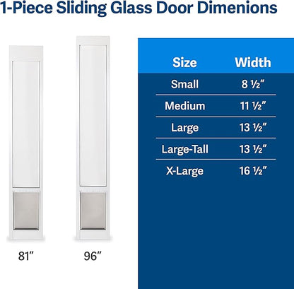 PetSafe Sliding Glass Pet Door - No-Cut DIY Install Doggy Door for Renters - Aluminum Frame - Adjustable Height 91 7/16" to 96" - Ideal for Large Dogs Up to 100 lb - White