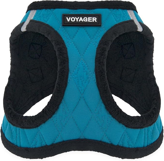 Best Pet Supplies - All Weather Plush, Reflective, No Pull Harness for Small, Medium Dogs, Cats - Secure with Hook & Loop Fastener, Buckle, Double D-Rings - Turquoise Plush, XS