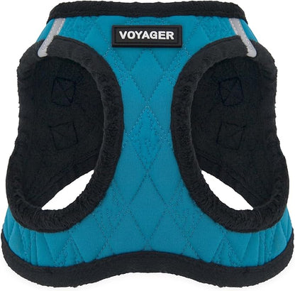 Best Pet Supplies - All Weather Plush, Reflective, No Pull Harness for Small, Medium Dogs, Cats - Secure with Hook & Loop Fastener, Buckle, Double D-Rings - Turquoise Plush, XL