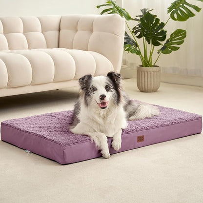 EHEYCIGA Orthopedic Dog Beds for Large Dogs with Removable Washable Cover for Crate, Fog Purple, 35x23