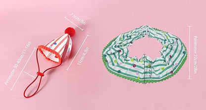 Cat Dog Birthday Bandana Scarf and Party Hat Cute Polka dot and Stripe Bib Scarf and Birthday Hat Cat Puppy Birthday Party Decorations Set
