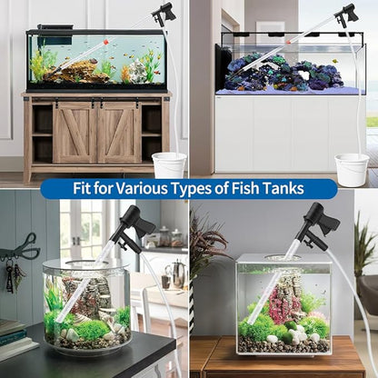 Aquarium Gravel Cleaner, Quick Water Changer, Gravel Vacuum for Aquarium with Air-Pressing Button, Fish Tank Cleaner, Vacuum Gravel Cleaner Kit for Water Changing Sand Washing Fish Tank Cleaning Brush