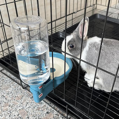 VANNON 16oz Pet Water Bottle, Gravity Dog Water Bowl Dispenser for Cage, Anti-Overflow Water Dispenser for Small Dogs, Cats, Rabbits and Other Small Animals, BPA Free, Blue