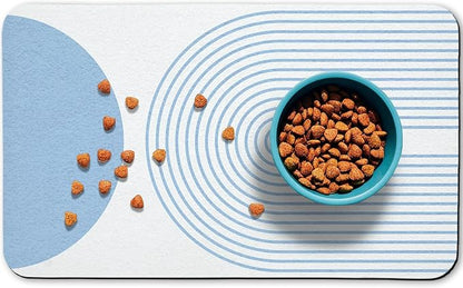 Dog Food Mats for Floors Waterproof, Cat Water Bowl Mats Pet Feeding Absorbent Mat Placemats for Food and Water Blue Bohemia 24 * 32 inch
