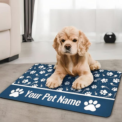 Personalized Dog Food Mat Custom Pet Feeding Absorbent Mats for Floor Customized Cat Water Bowl Placemats Non-Slip Washable Dog Mat for Food and Water